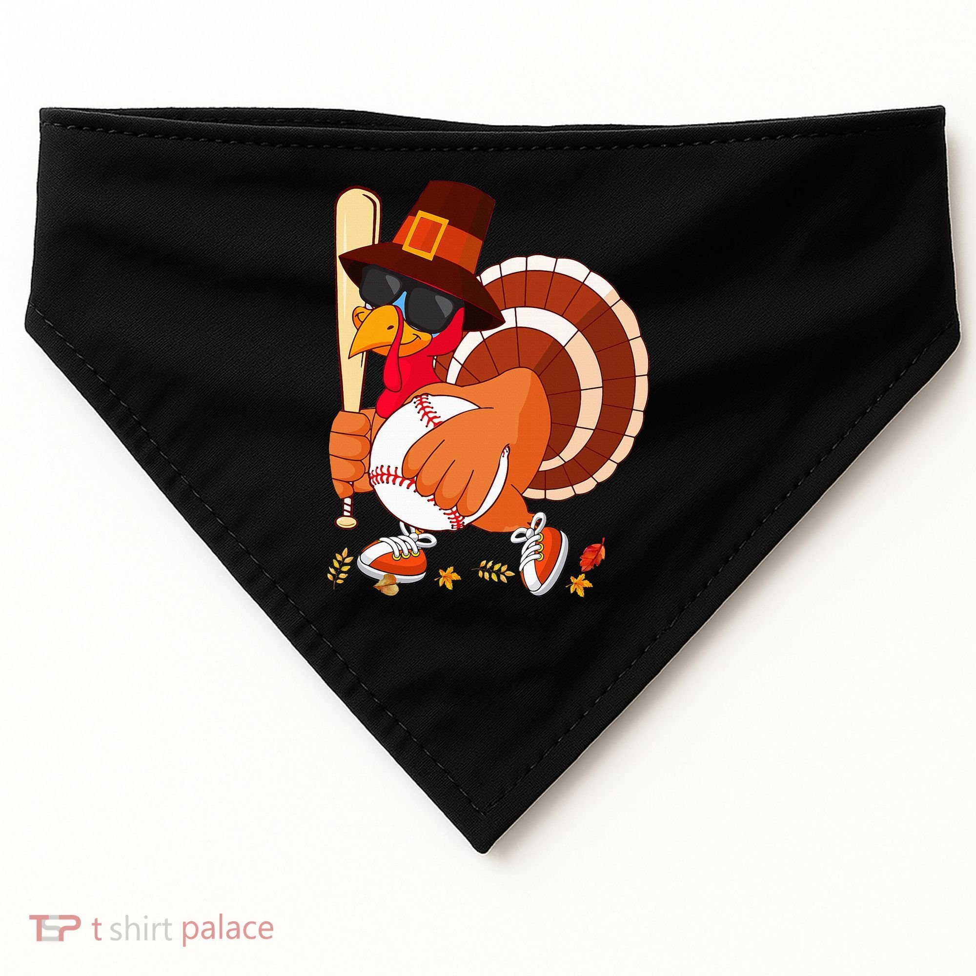 Turkey Playing Baseball Thanksgiving Turkey Baseball Player USA-Made Doggie Bandana