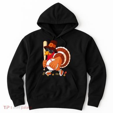 Turkey Playing Baseball Thanksgiving Turkey Baseball Player Hoodie