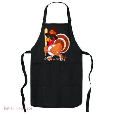 Turkey Playing Baseball Thanksgiving Turkey Baseball Player Apron