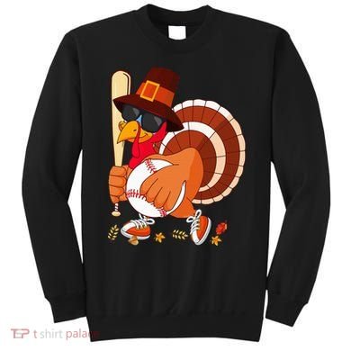 Turkey Playing Baseball Thanksgiving Turkey Baseball Player Sweatshirt