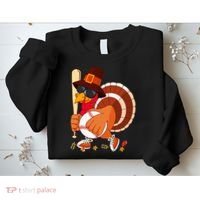 Turkey Playing Baseball Thanksgiving Turkey Baseball Player Sweatshirt thumb 2