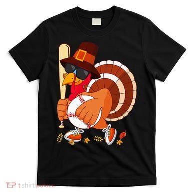 Turkey Playing Baseball Thanksgiving Turkey Baseball Player T-Shirt