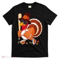 Turkey Playing Baseball Thanksgiving Turkey Baseball Player T-Shirt thumb 0