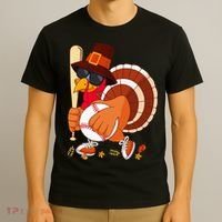 Turkey Playing Baseball Thanksgiving Turkey Baseball Player T-Shirt thumb 3