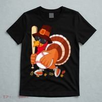 Turkey Playing Baseball Thanksgiving Turkey Baseball Player T-Shirt thumb 5
