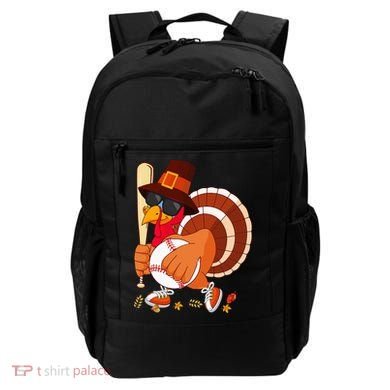 Turkey Playing Baseball Thanksgiving Turkey Baseball Player Backpack