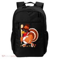 Turkey Playing Baseball Thanksgiving Turkey Baseball Player Backpack thumb 0