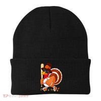 Turkey Playing Baseball Thanksgiving Turkey Baseball Player Beanie thumb 0
