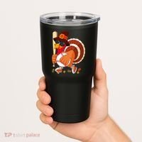 Turkey Playing Baseball Thanksgiving Turkey Baseball Player Tumbler thumb 2