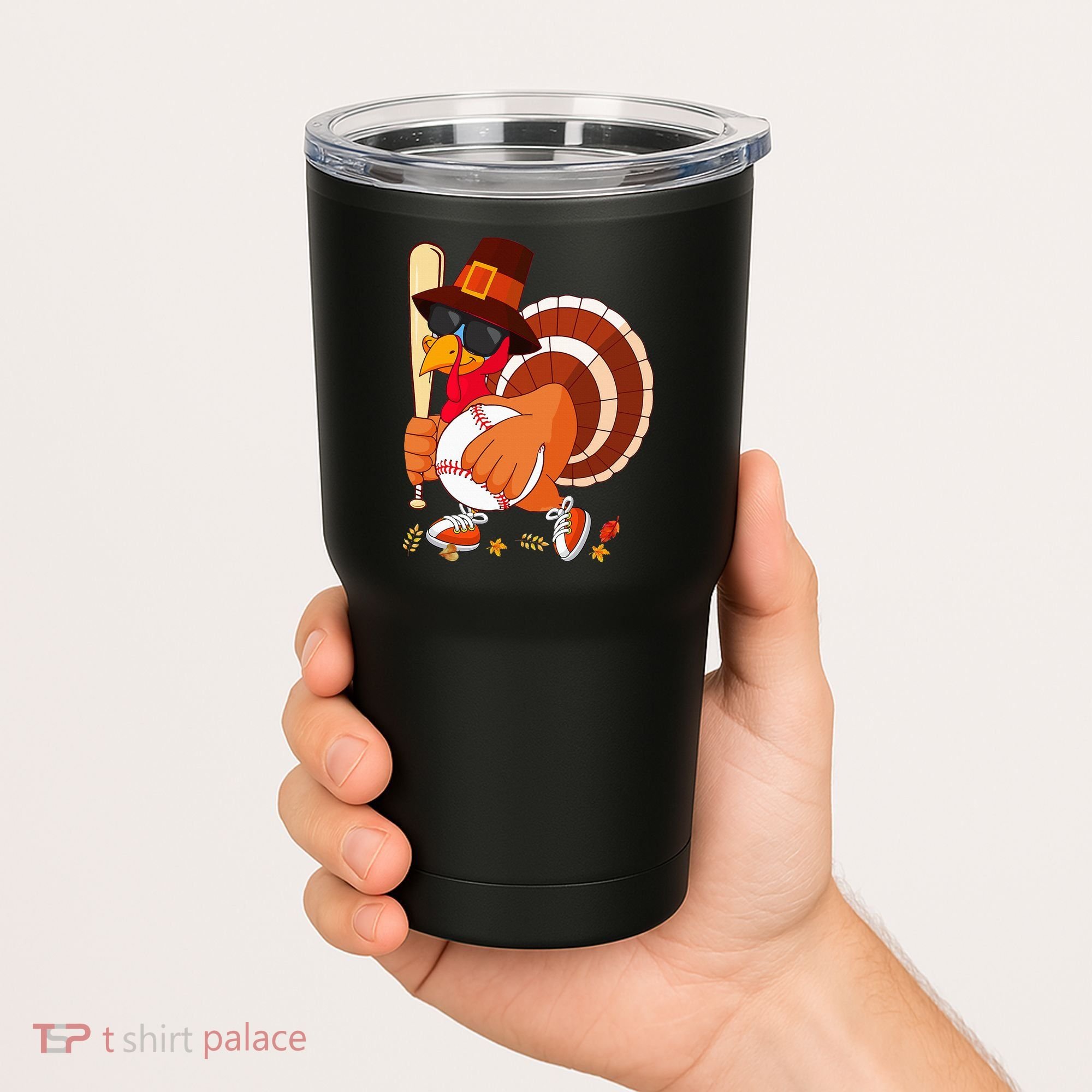 Turkey Playing Baseball Thanksgiving Turkey Baseball Player Tumbler