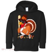 Turkey Playing Baseball Thanksgiving Turkey Baseball Player Toddler Hoodie thumb 0