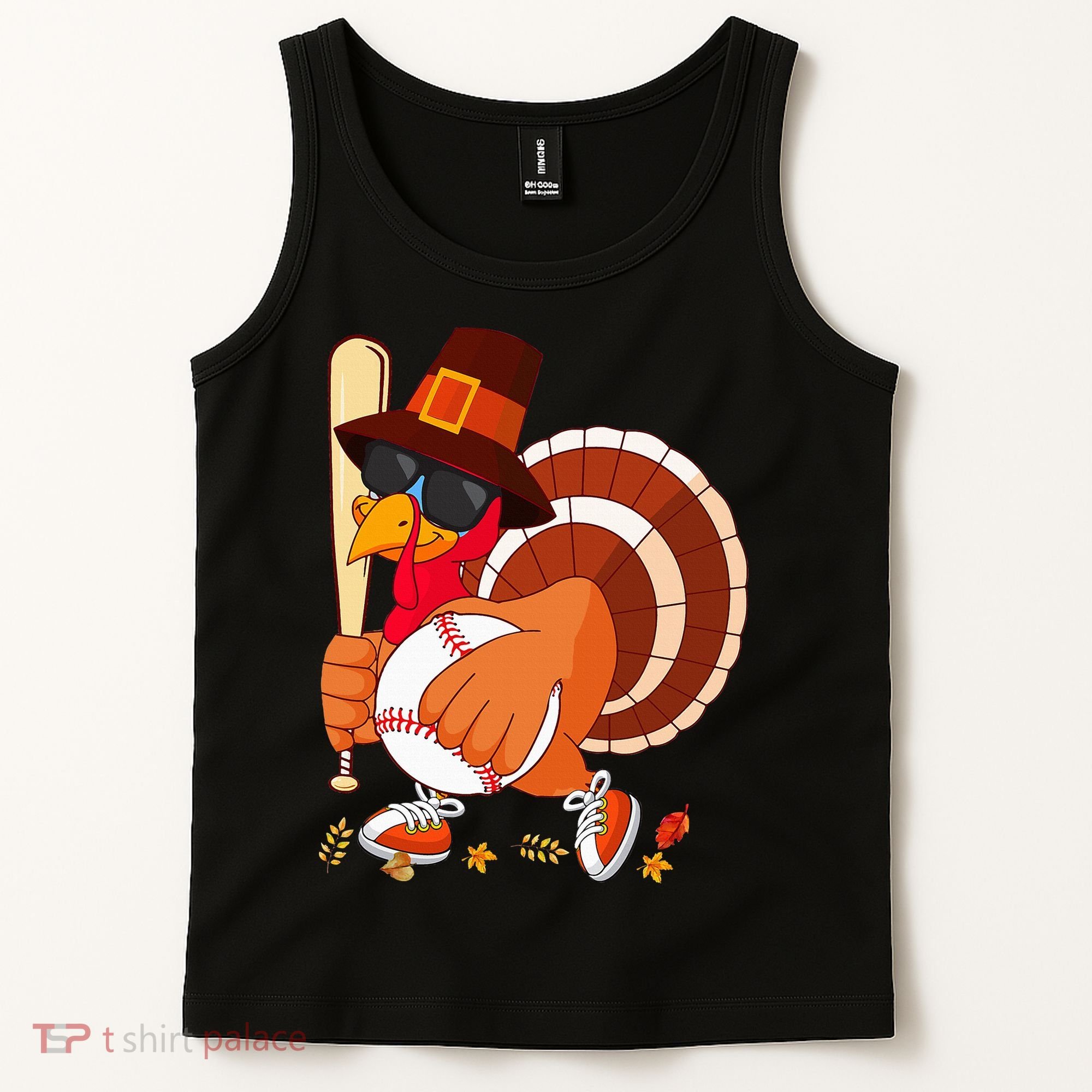 Turkey Playing Baseball Thanksgiving Turkey Baseball Player Tank Top