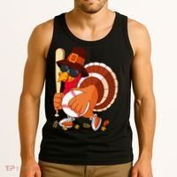Turkey Playing Baseball Thanksgiving Turkey Baseball Player Tank Top thumb 3