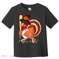 Turkey Playing Baseball Thanksgiving Turkey Baseball Player Toddler T-Shirt thumb 0