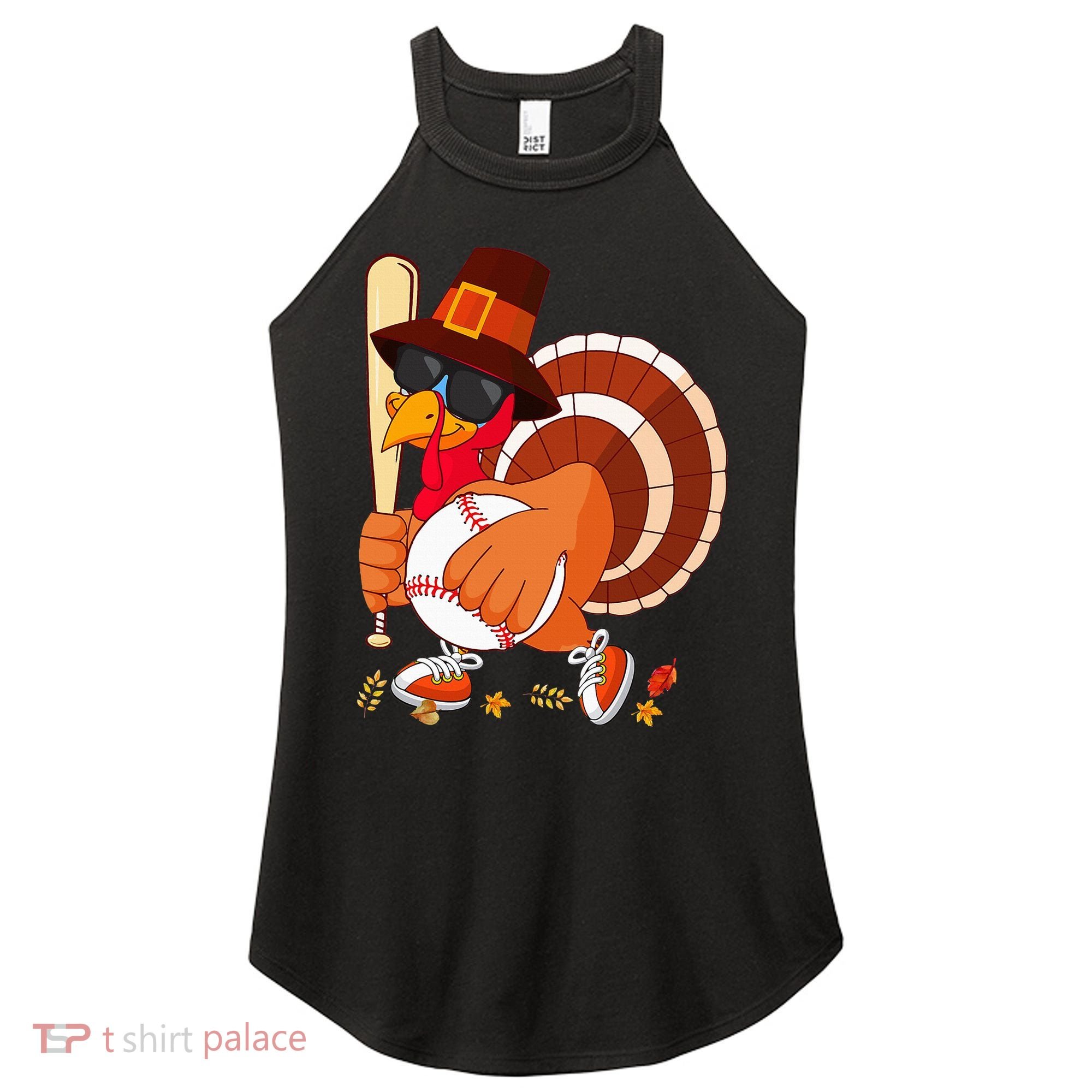 Turkey Playing Baseball Thanksgiving Turkey Baseball Player Women's Perfect Tri Rocker Tank