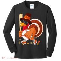 Turkey Playing Baseball Thanksgiving Turkey Baseball Player Kids Long Sleeve Shirt thumb 0