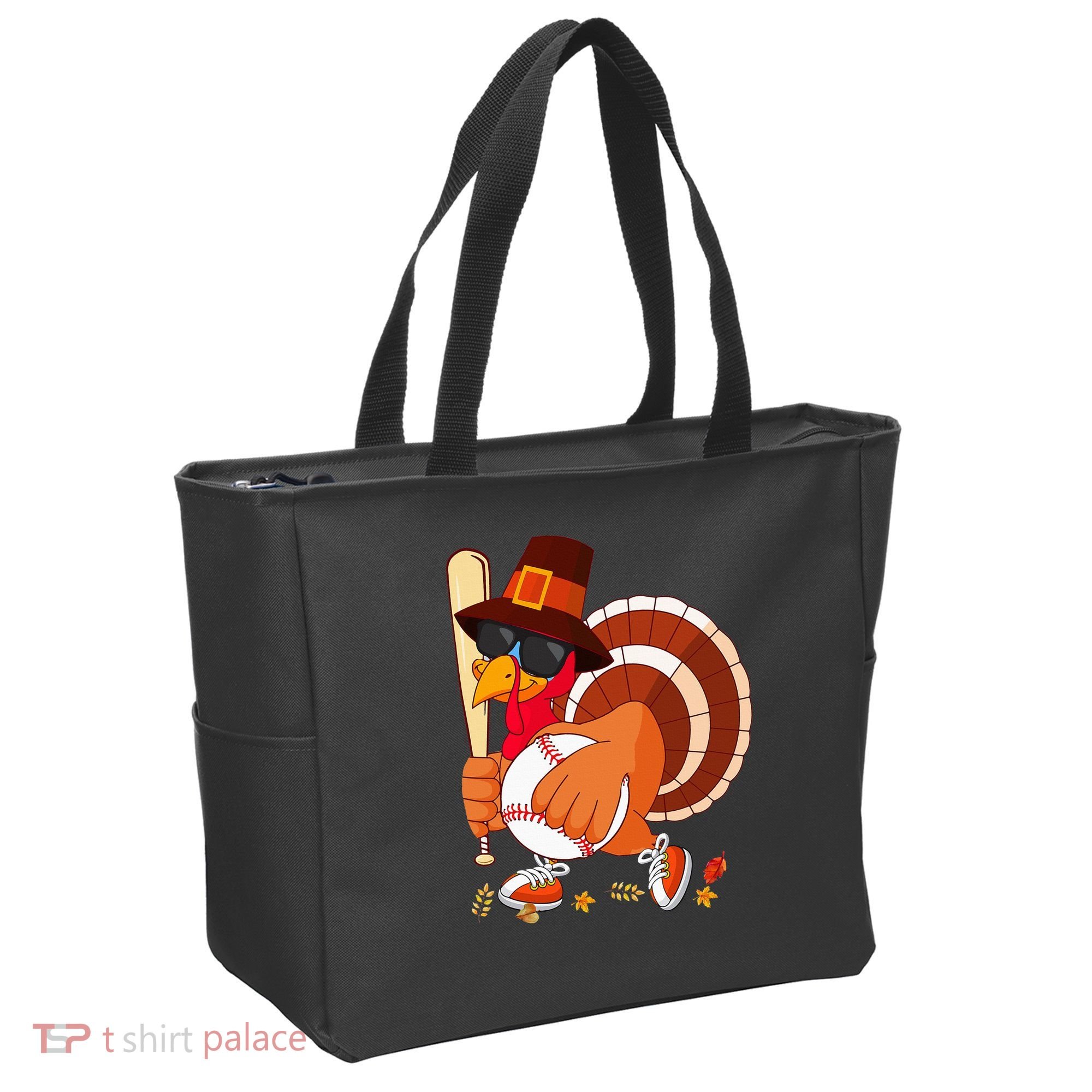 Turkey Playing Baseball Thanksgiving Turkey Baseball Player Tote Bag