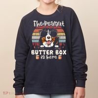 The Peanut Butter Box Is Here Funny Bernese Mountain Dog Women's Sweatshirt thumb 0