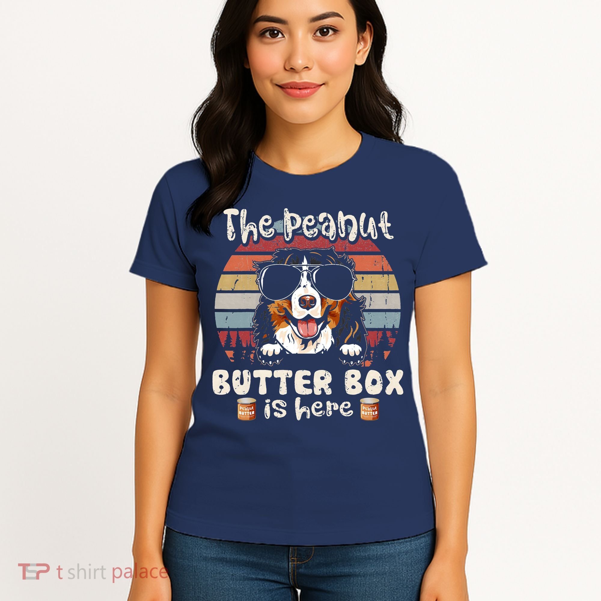 The Peanut Butter Box Is Here Funny Bernese Mountain Dog Women's T-Shirt