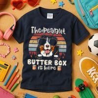 The Peanut Butter Box Is Here Funny Bernese Mountain Dog Kids T-Shirt thumb 3