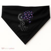 Teal Pink Blue Ribbon & Dandelion Thyroid Cancer Awareness USA-Made Doggie Bandana thumb 0