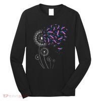 Teal Pink Blue Ribbon & Dandelion Thyroid Cancer Awareness Long Sleeve Shirt thumb 0