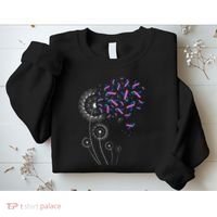 Teal Pink Blue Ribbon & Dandelion Thyroid Cancer Awareness Sweatshirt thumb 2