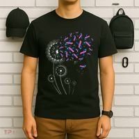 Teal Pink Blue Ribbon & Dandelion Thyroid Cancer Awareness T-Shirt thumb 6