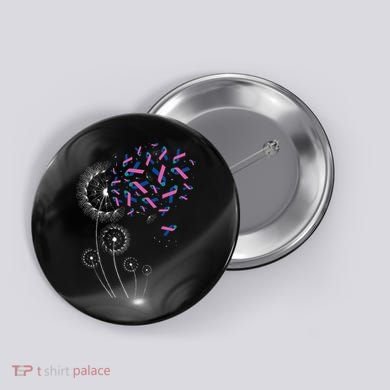 Teal Pink Blue Ribbon & Dandelion Thyroid Cancer Awareness Button