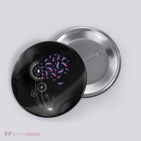 Teal Pink Blue Ribbon & Dandelion Thyroid Cancer Awareness Button thumb 0