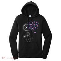 Teal Pink Blue Ribbon & Dandelion Thyroid Cancer Awareness Women's Hoodie thumb 0