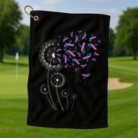 Teal Pink Blue Ribbon & Dandelion Thyroid Cancer Awareness Golf Towel thumb 1