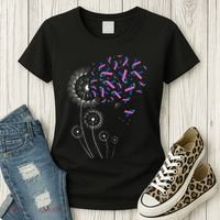 Teal Pink Blue Ribbon & Dandelion Thyroid Cancer Awareness Women's T-Shirt thumb 3