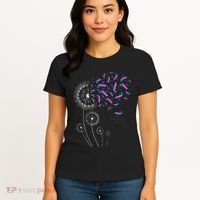 Teal Pink Blue Ribbon & Dandelion Thyroid Cancer Awareness Women's T-Shirt thumb 4
