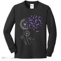 Teal Pink Blue Ribbon & Dandelion Thyroid Cancer Awareness Kids Long Sleeve Shirt thumb 0