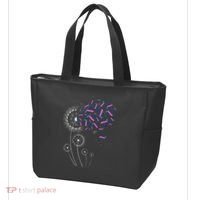 Teal Pink Blue Ribbon & Dandelion Thyroid Cancer Awareness Tote Bag thumb 3