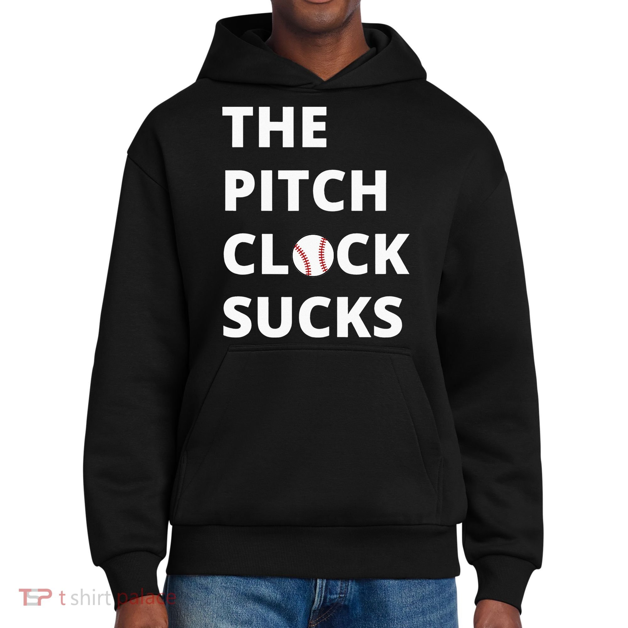 The Pitch Clock Sucks Pitching Shot Clock Baseball Pitcher District V.I.T. Heavyweight Hoodie
