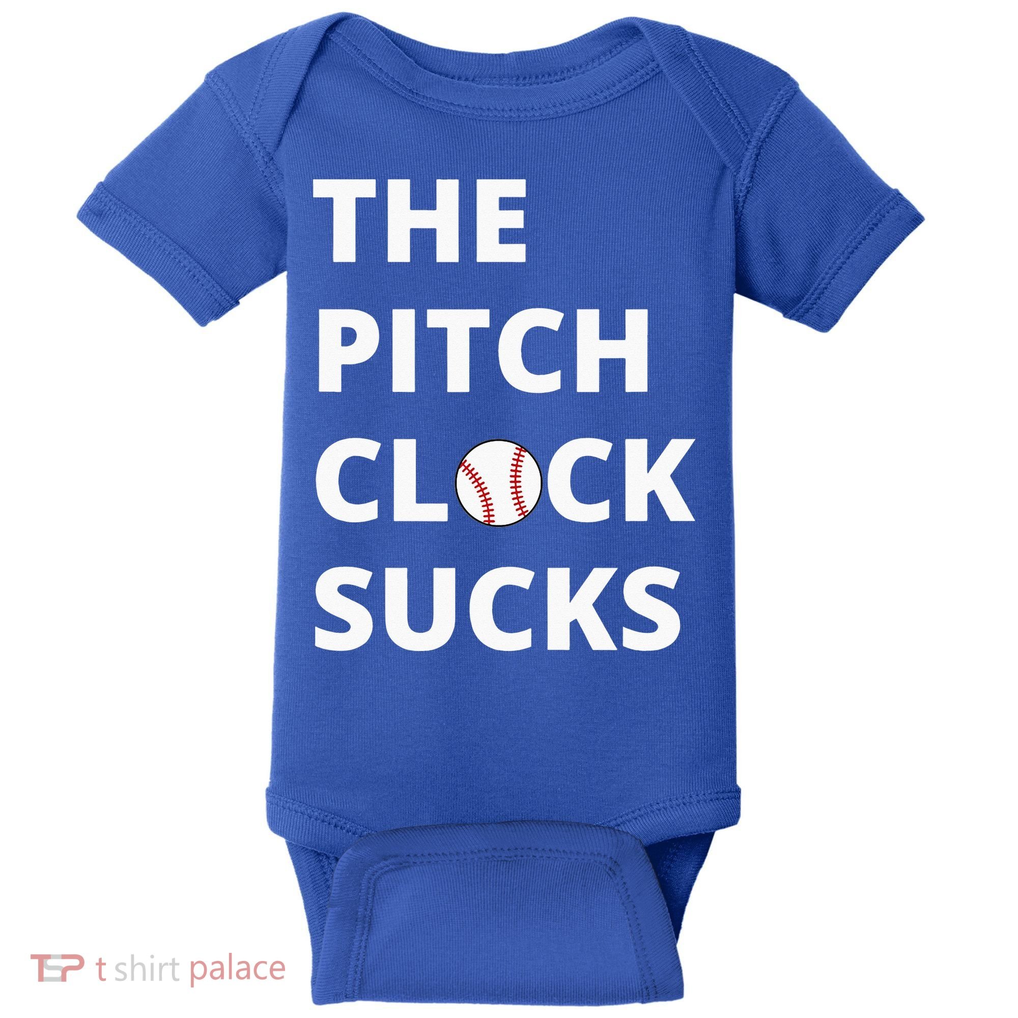 The Pitch Clock Sucks Pitching Shot Clock Baseball Pitcher Baby Bodysuit