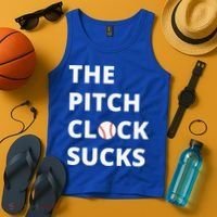 The Pitch Clock Sucks Pitching Shot Clock Baseball Pitcher Tank Top thumb 4