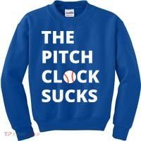 The Pitch Clock Sucks Pitching Shot Clock Baseball Pitcher Kids Sweatshirt thumb 0