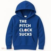 The Pitch Clock Sucks Pitching Shot Clock Baseball Pitcher Kids Hoodie thumb 0
