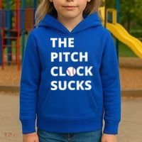 The Pitch Clock Sucks Pitching Shot Clock Baseball Pitcher Kids Hoodie thumb 3