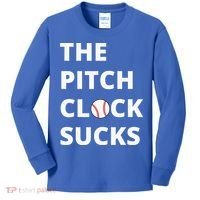 The Pitch Clock Sucks Pitching Shot Clock Baseball Pitcher Kids Long Sleeve Shirt thumb 0