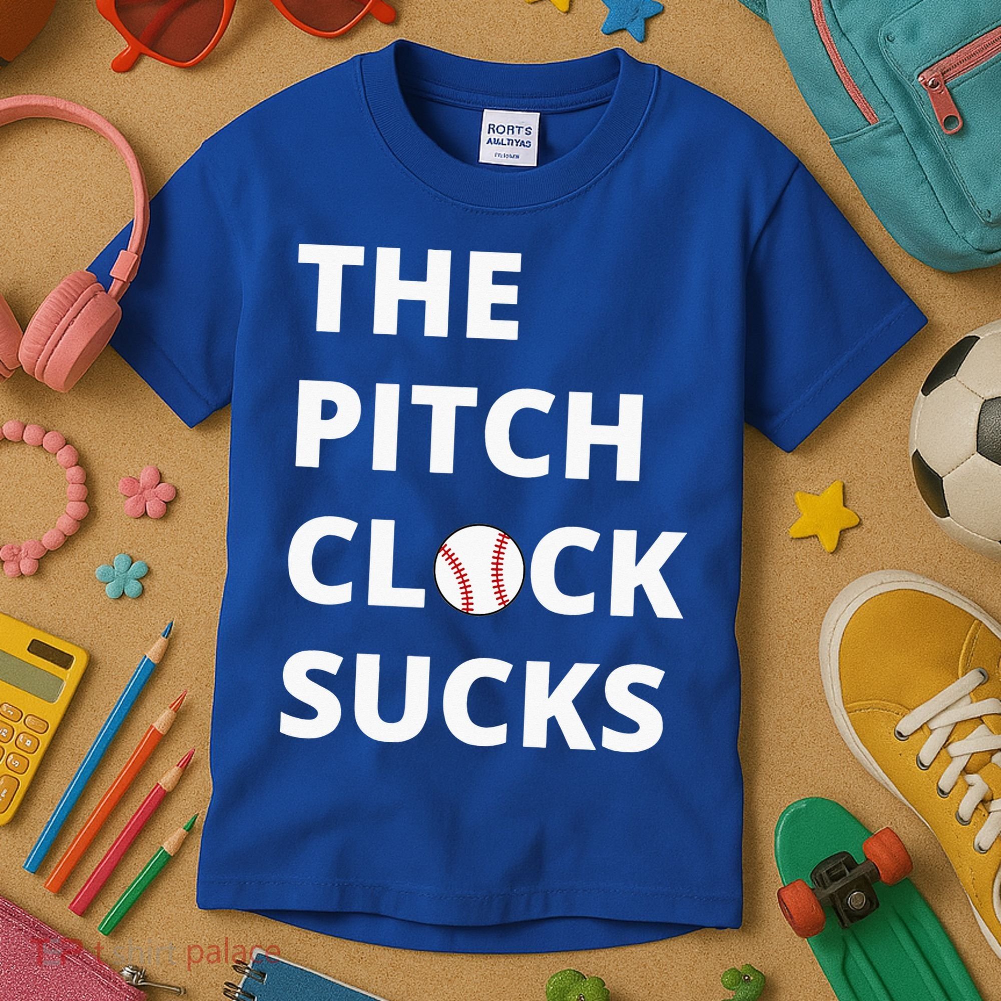 The Pitch Clock Sucks Pitching Shot Clock Baseball Pitcher Kids T-Shirt