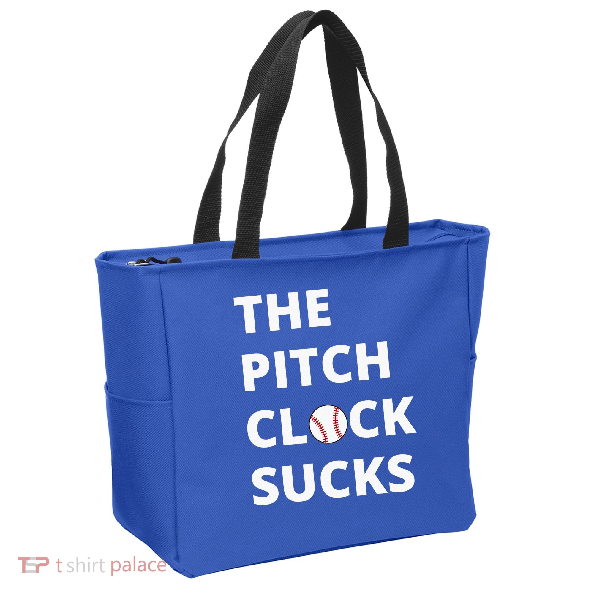 The Pitch Clock Sucks Pitching Shot Clock Baseball Pitcher Tote Bag