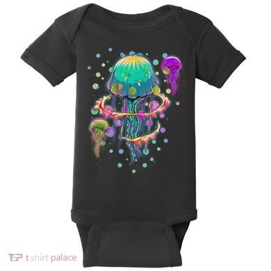 Trippy Psychedelic Colorful Jellyfish Baby Bodysuit