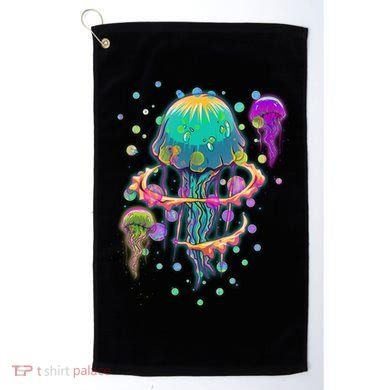 Trippy Psychedelic Colorful Jellyfish Golf Towel