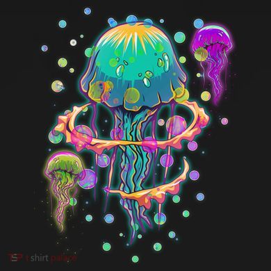 Trippy Psychedelic Colorful Jellyfish Kids Tie-Dye T-Shirt