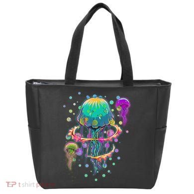 Trippy Psychedelic Colorful Jellyfish Tote Bag