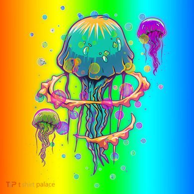 Trippy Psychedelic Colorful Jellyfish Coaster